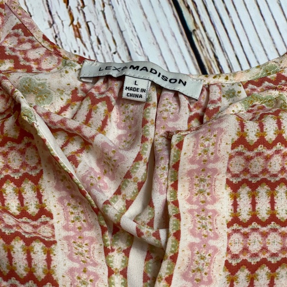 Sleeveless boho print orange tan blouse - Picture 8 of 8